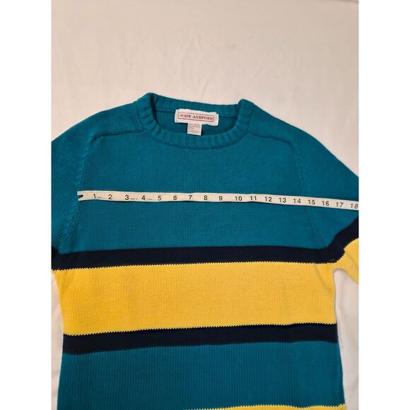 Vtg 90s John Ashford Cable Knit Striped Sweater Unisex L Colorblock Fisherman - Picture 8 of 15